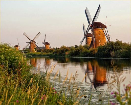The Old Windmills of Kinderdijk, Holland